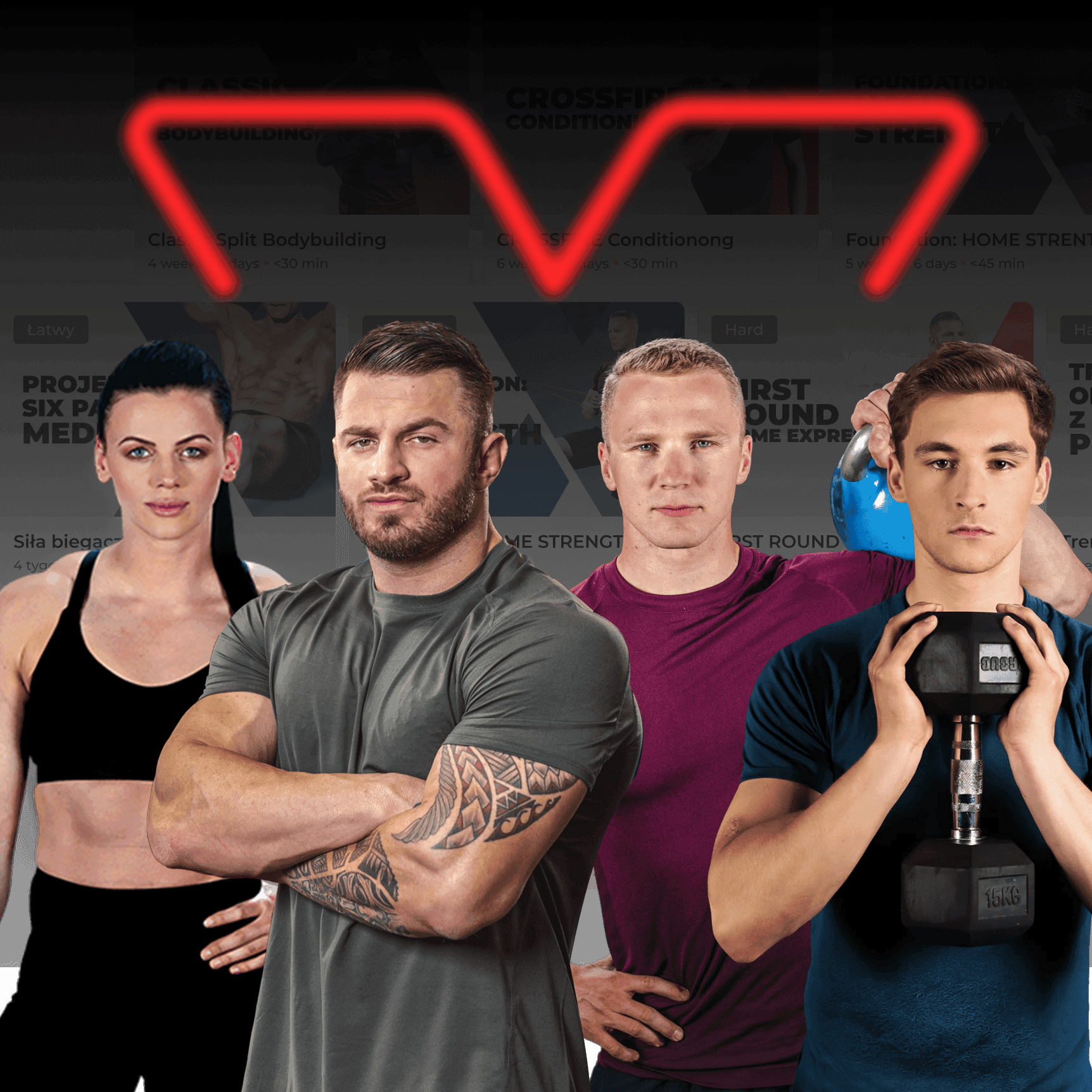 MAXX Nation coaches with training plan thumbnails — Dobrusia, Marcin, Erko, Aleksander